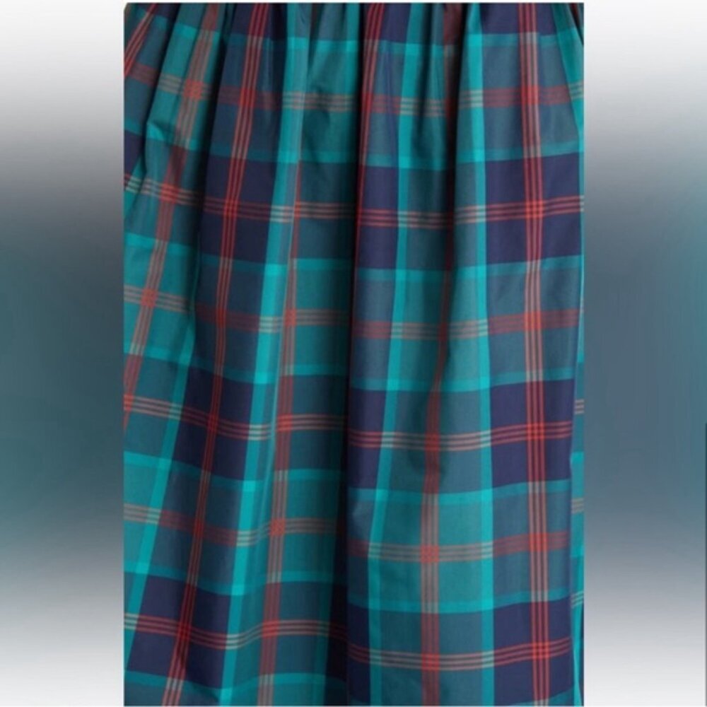 Nordstrom PLAID FIT & FLARE DRESS IN TEAL CYRUS SZ M ✨✨ - Picture 3 of 6